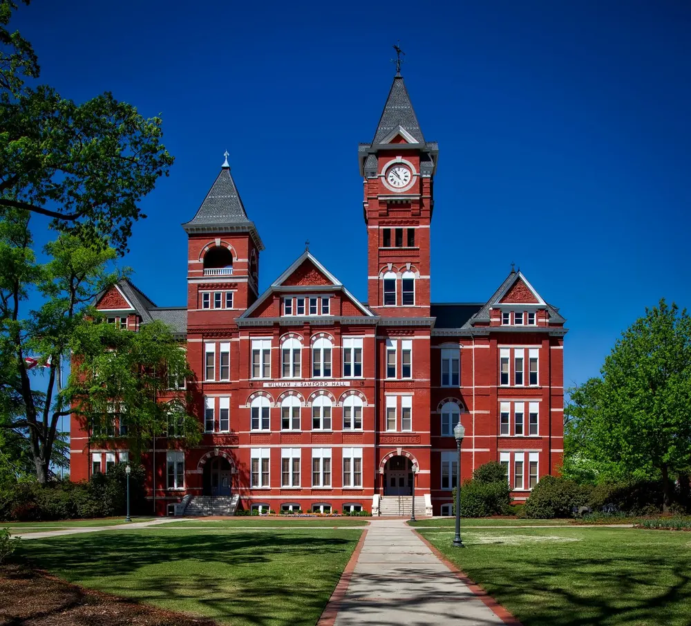 Historic red-brick clock tower building in Wichita, Kansas